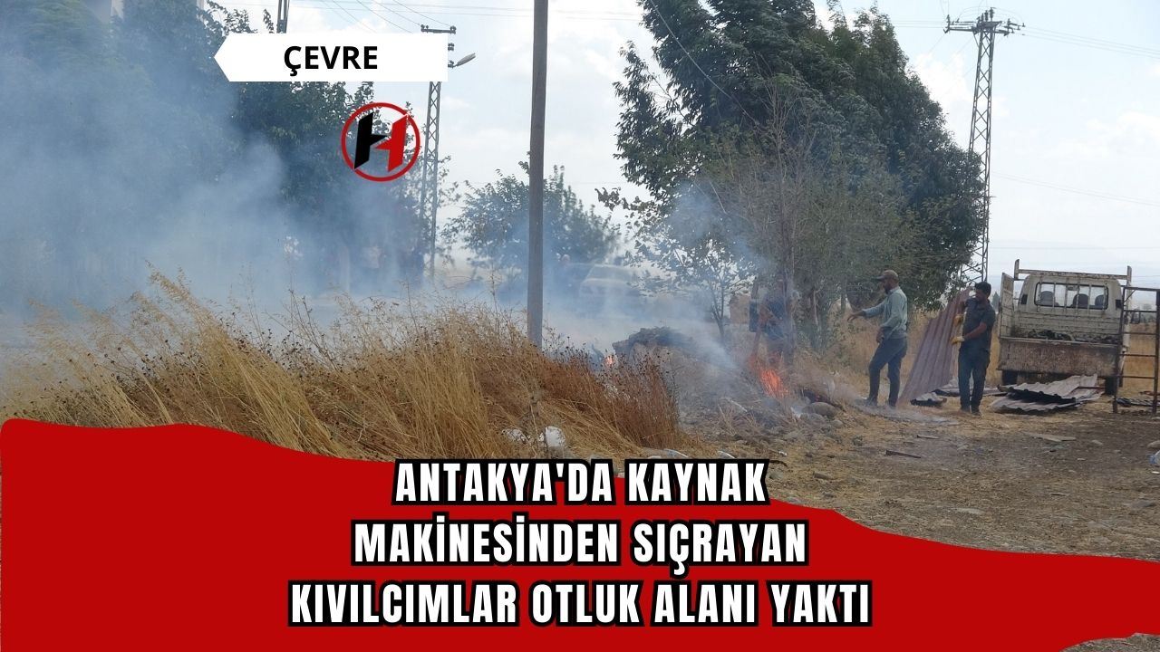 Antakya'da Kaynak Makinesinden Sıçrayan Kıvılcımlar Otluk Alanı Yaktı