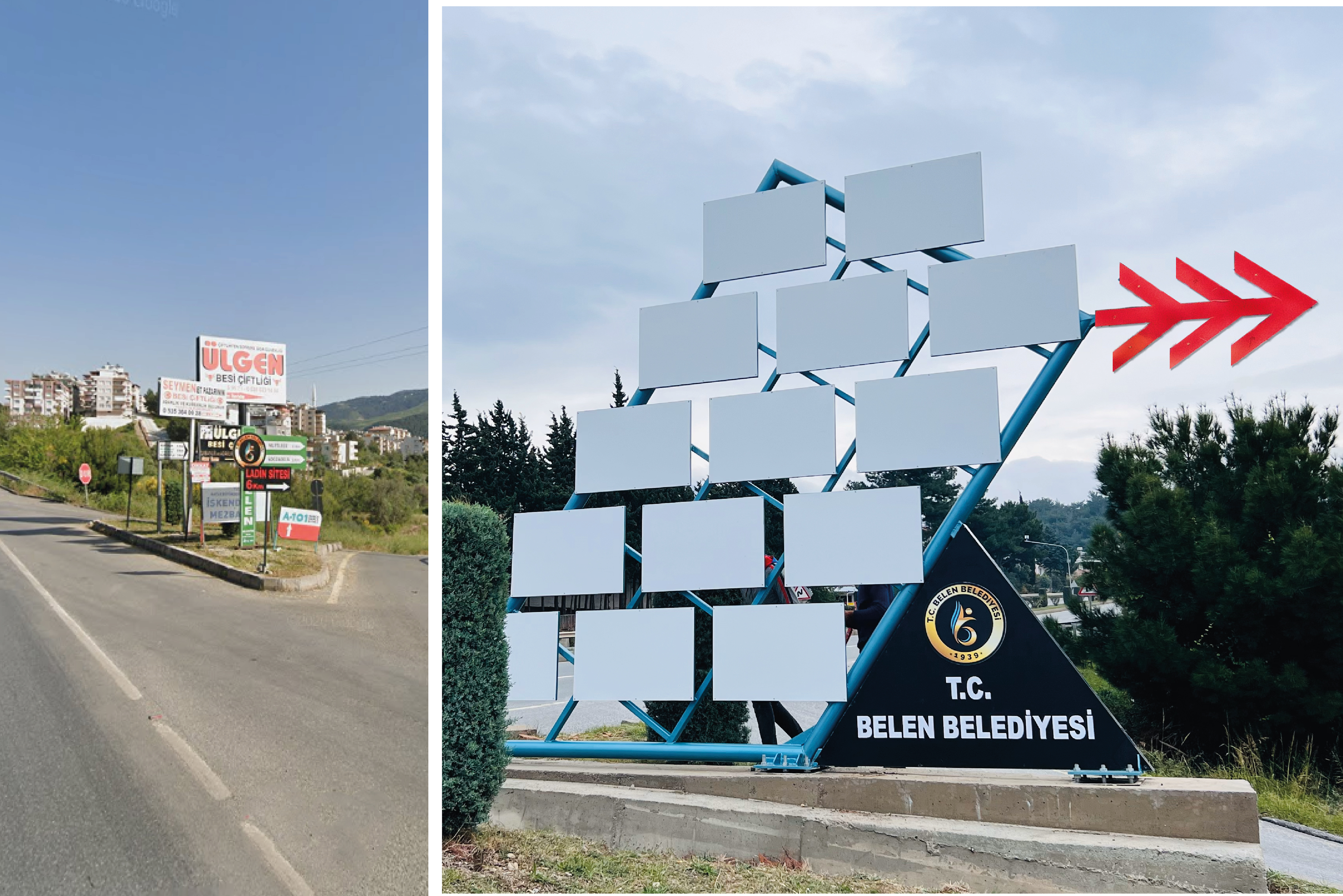 Belen Belediye Başkanı İbrahim Gül'ün öncülüğünde ilçede görüntü kirliliğinin önüne geçmek amacıyla tek tip reklam tabelası uygulaması başlatıldı. 