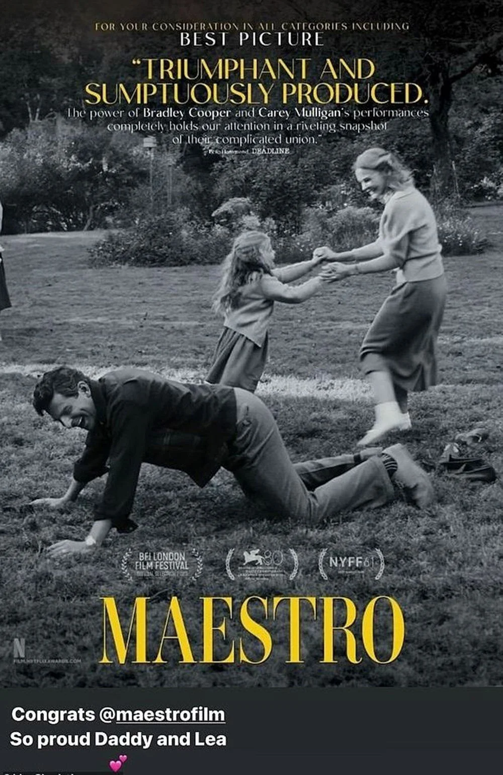 Bradley Cooper'ın "Maestro"su, Kızıyla Birlikte Los Angeles'ta Prömiyerini Yaptı
