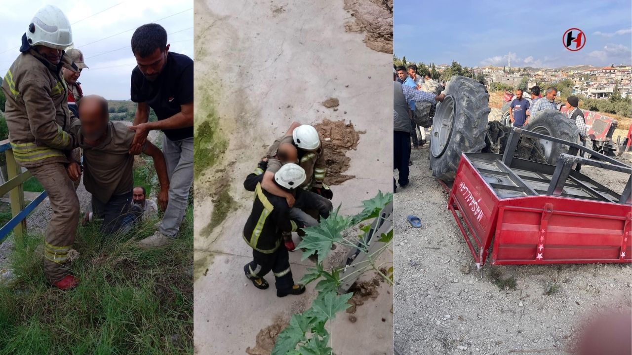 Hatay'da Traktör Kazası ve Dereye Düşen Vatandaş İtfaiye Tarafından Kurtarıldı