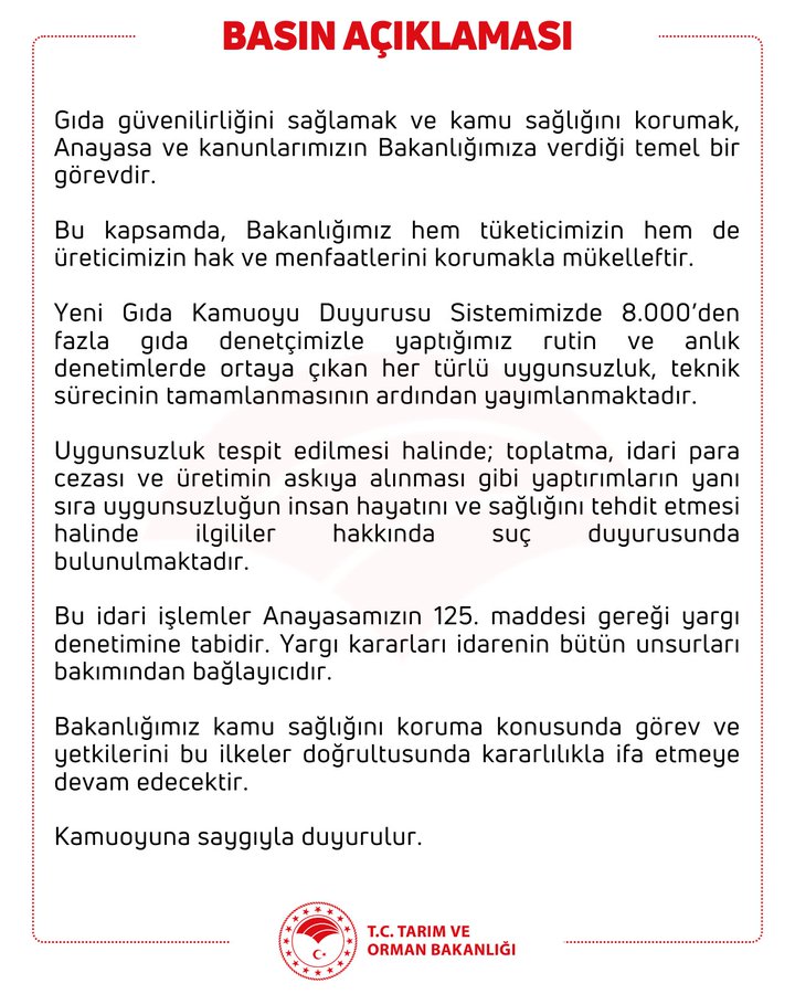 Tarım Bakanlığı'ndan Gıda Sahteciliğine Karşı Operasyon!