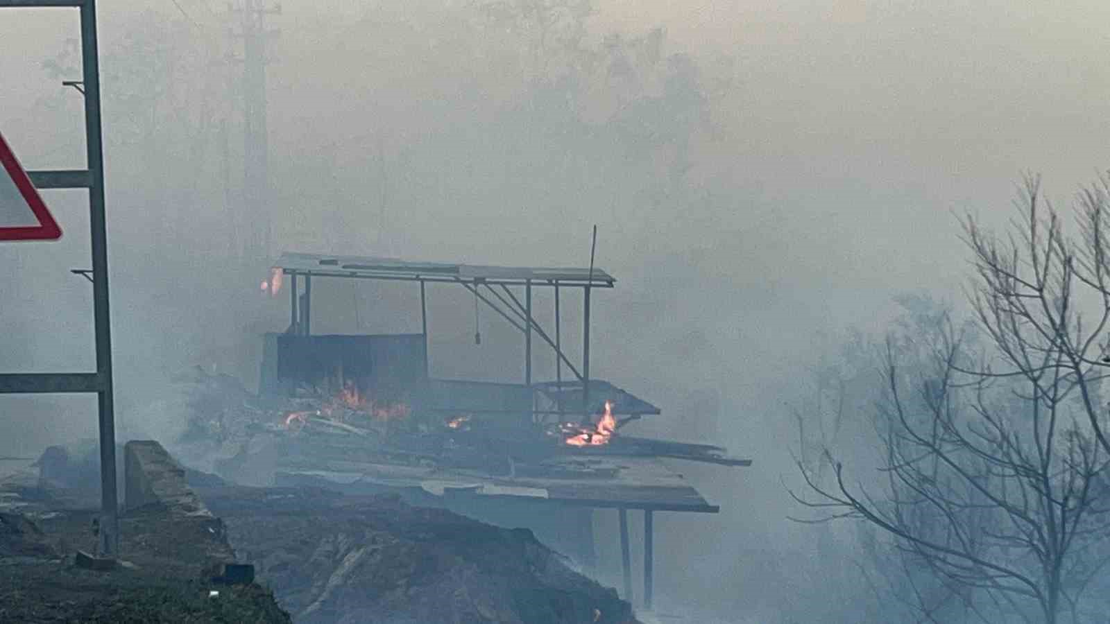 Hatay’ın Arsuz ilçesinde çıkan orman yangını, rüzgarın etkisiyle hızla yayılırken, ekiplerin havadan ve karadan müdahalesine rağmen alevler evlere sıçradı.