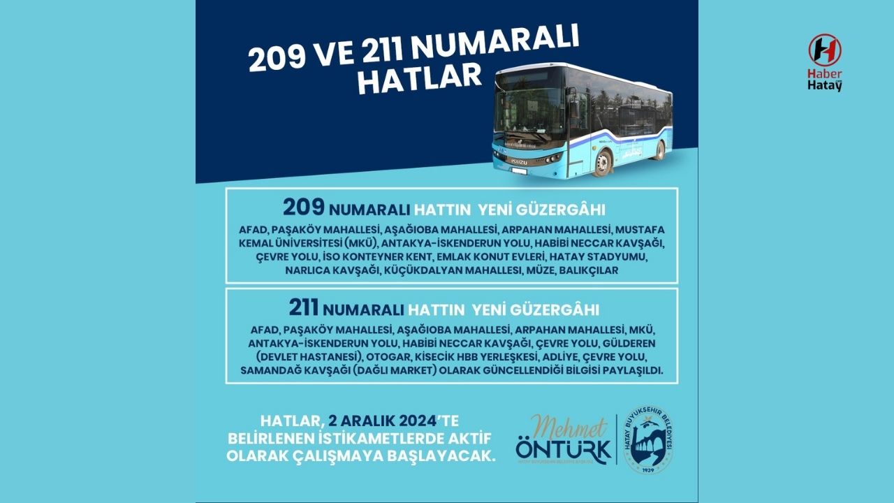 Hatay'da Toplu Ulaşım Güzergâhları Güncellendi