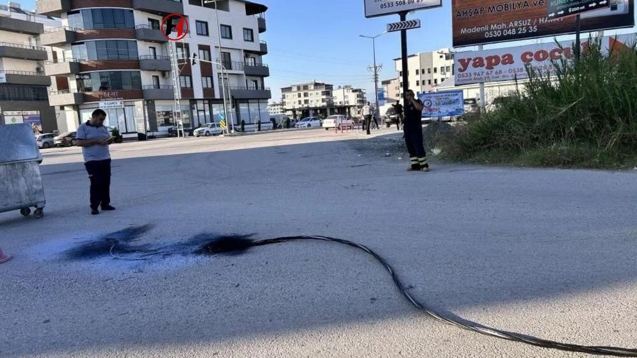 Hatay Arsuz'da Sıcak Havadan Dolayı Elektrik Tellerinde Patlama!