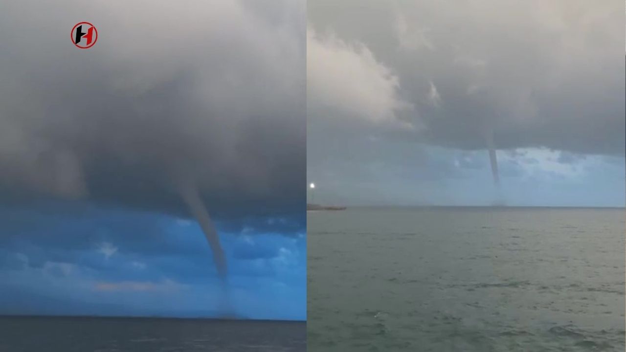 Hatay'da Deniz Fırtınası Korkuttu! İskenderun Körfezi'nde Hortum Oluştu