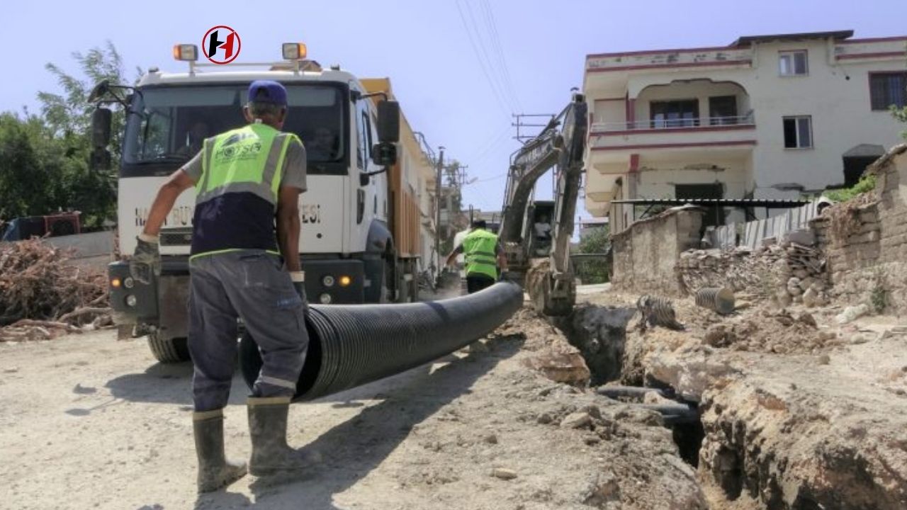 Hatay Büyükşehir, Altınkaya'ya 400 Metre Yeni Atık Su Hattı Yaptı