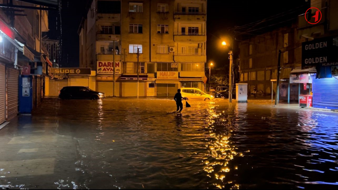 Hatay İskenderun'da Yağmur Seline Dönüştü: Araçlar Mahsur Kaldı